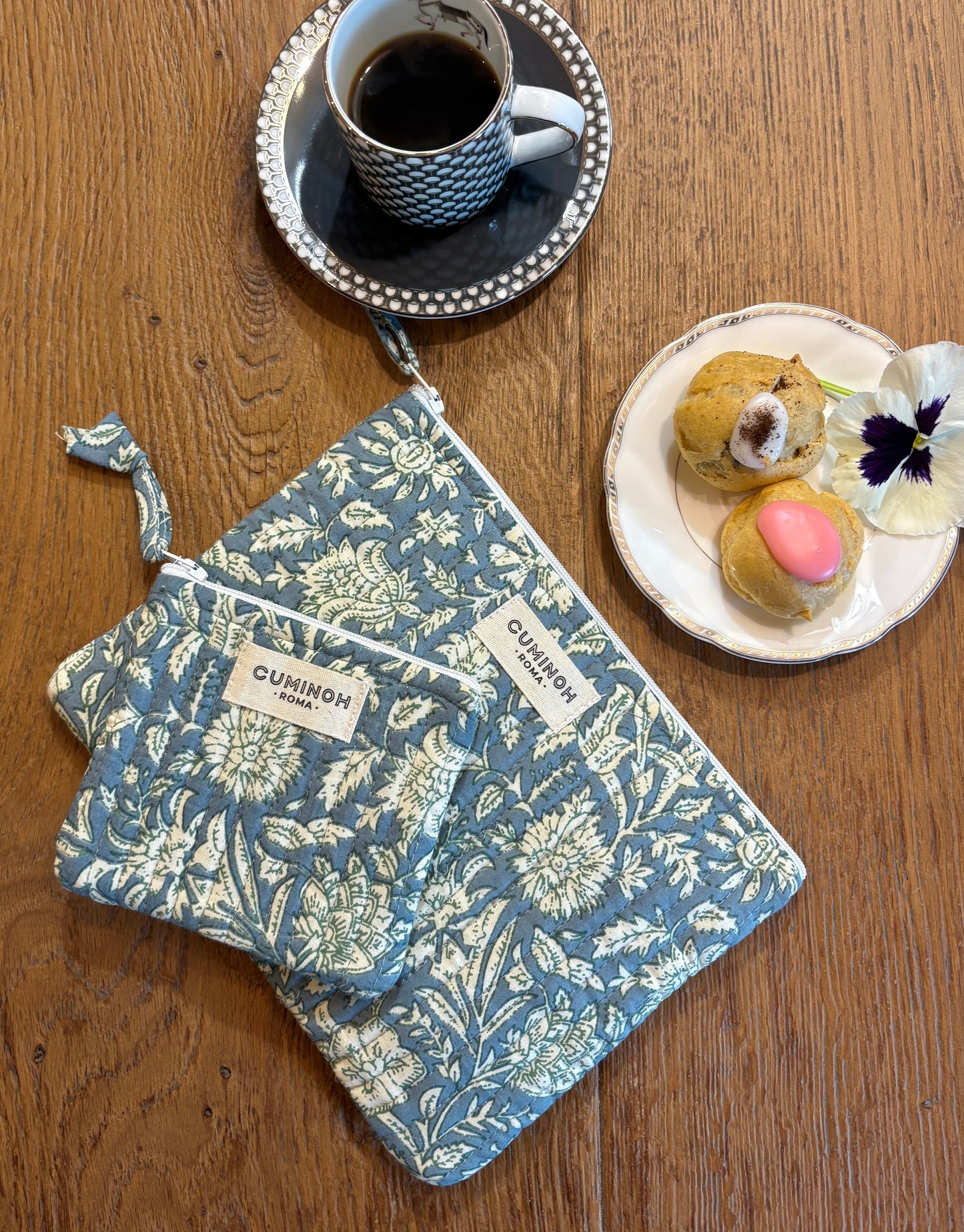 SMALL & MINI FLAT POUCH - BLU SPRING - SET OF 2
