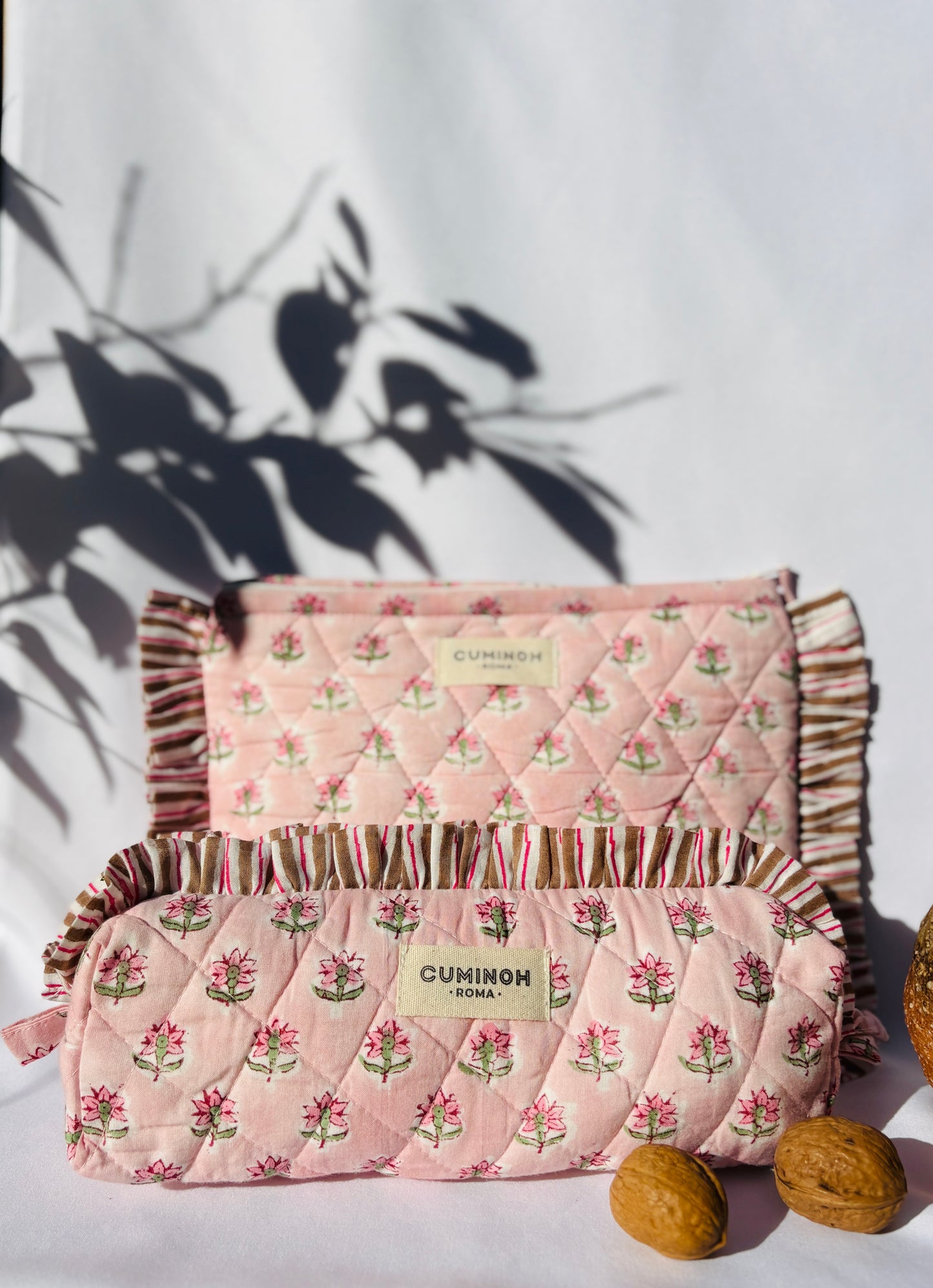 ROUCHES PENCIL CASE - PINK - SET OF 2
