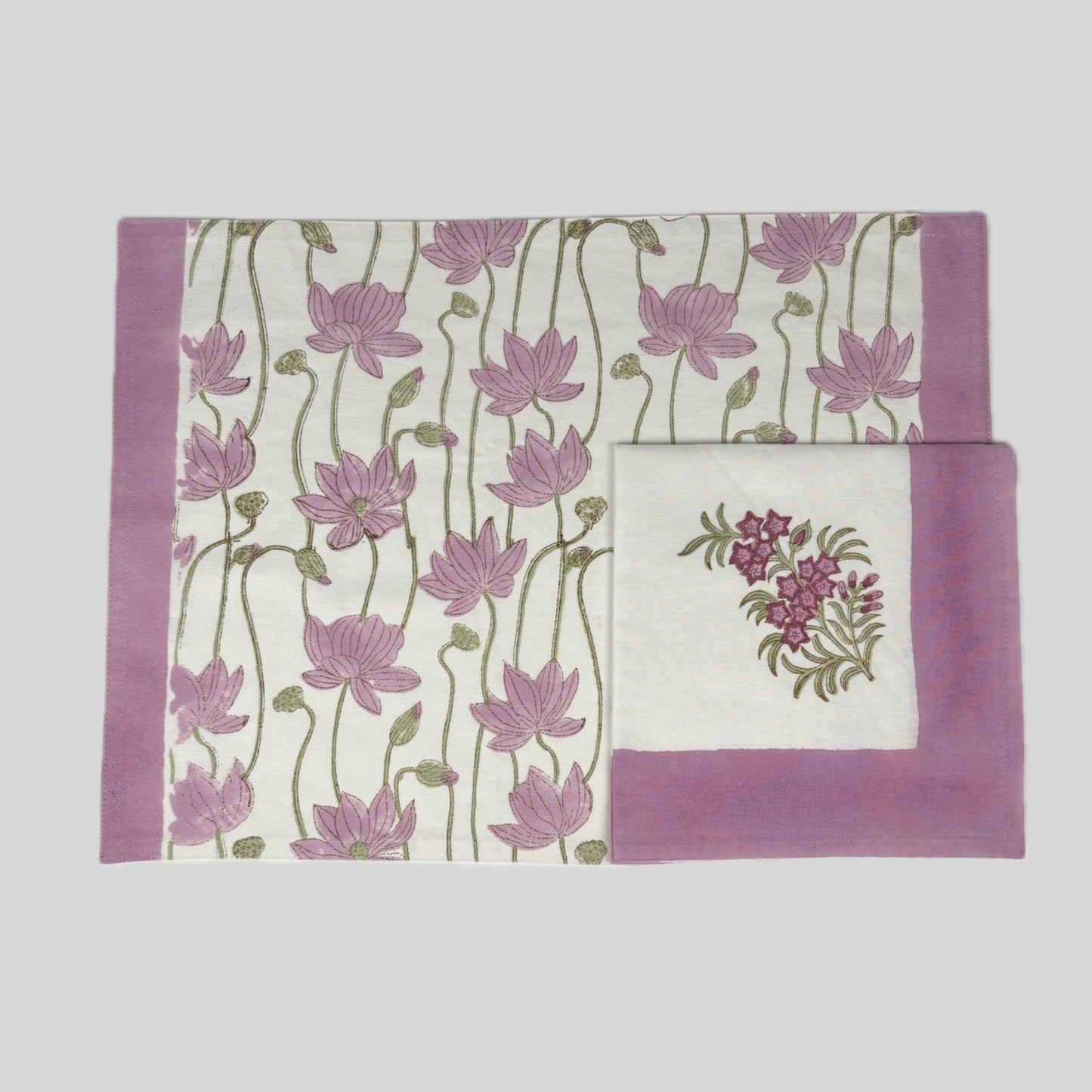 SET TOVAGLIETTE ROSA DA 4 PEZZI CON TOVAGLIOLO