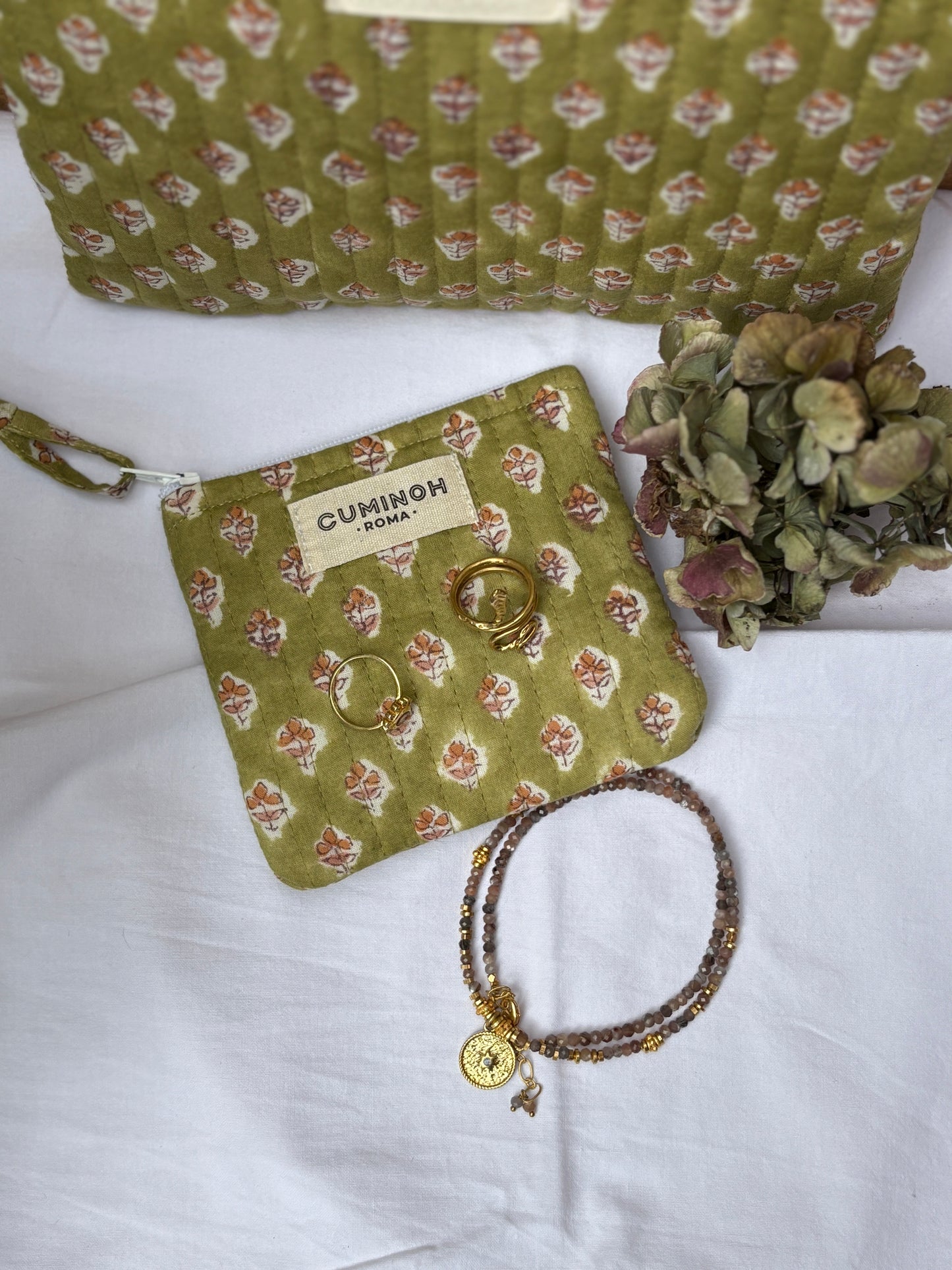 SMALL & MINI FLAT POUCH - OLIVINE - SET OF 2
