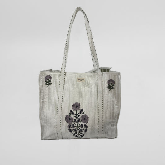 SHOPPING BAG - BLOCK PRINTED FLORAL